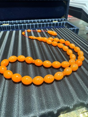 Septemmart Özel Marjinal Renk Sıkma Kehribar Tesbih 7X10 mm Usta Imzalı Kapsül Kesim