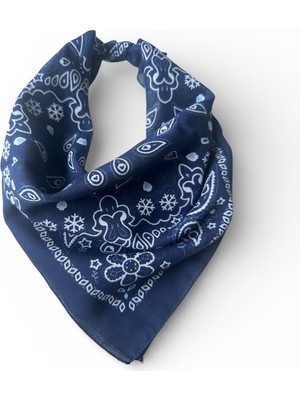 ALS Tasarım Dünyası Lacivert Renk Içi Desenli %100 Koton Bandana