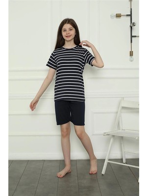 Kız Çocuk Penye Şortlu Pijama Takım Lacivert