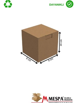 Kraft Karton Kutu 8X8X16 cm – Kapaklı, Dayanıklı Ambalaj Kutusu