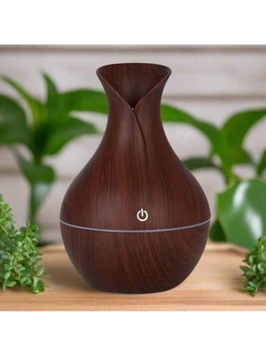 Evinizin Vitrini Ahşap Görünümlü LED Işıklı USB Bağlantı Aromalı Hava Nemlendirici Buhurdanlık