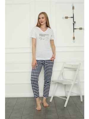 Kadın Penye Pijama Takım Beyaz