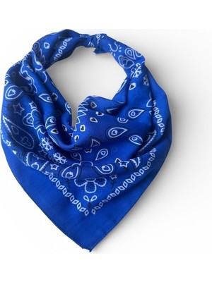 ALS Tasarım Dünyası Mavi Renk Içi Desenli %100 Koton Bandana
