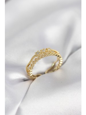 Tua Moda Gold Renk Minimal Yıldızlı Model Kadın Yüzük