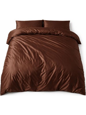 Calina Home Acı Kahverengi Pamuk-Saten Yorgan Kılıfı