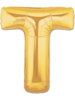 Zenvia Altın Sarısı Folyo T Harfi Balon 1 Metre ZNV-TTT3245
