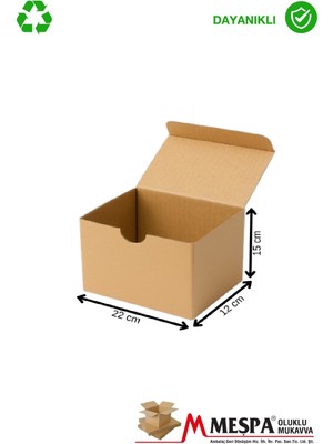 Kraft Karton Kutu 22X12X15 cm – 25 Adet Kapaklı, Dayanıklı Ambalaj Kutusu