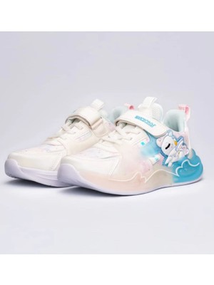 Marco Kids 22693 Unicorn ve Sim Detaylı Mavi-Ekru-Toz Pembe Kız Çocuk Spor Ayakabı