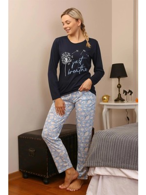Kadın Penye Uzun Kol Pijama Takım Laciver