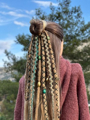 Örük Evi Afrika Örgülü Rasta Saç Tokası – El Yapımı Bohem Etnik Aksesuar