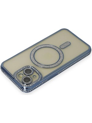 Zenvia  iPhone 15 Kılıf Joke Simli Magneticsafe Kılıf - Lacivert ZNV-MRK10346