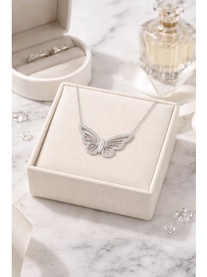 ShellWetr Monsa 925 Ayar Gümüş Kelebek Kolye Sevgiliye Verilecek En Güzel Hediye