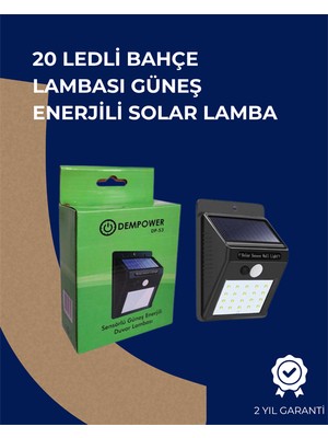 Zenvia Solar Enerjili 20 LED Duvar Lambası | Hareket Sensörlü, Su Geçirmez, Kablo Gerektirmez Znv-Tcndy