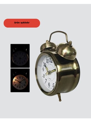 Zenvia Dekoratif Bronz Renk Metal Alarmlı Masa Üstü Saat Klasik Tasarım Znv-Tcndym