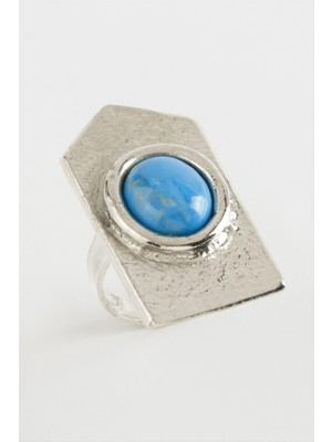 Zenvia Üçgen Turkuaz Taşlı Yüzük ZNVBJTR-23577