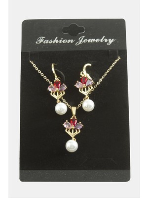 Zenvia Çiçek Inci Zirkon Taşlı Set Kolye ZNVBJTR-23577