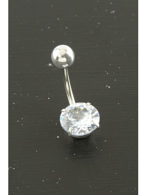 Zenvia Yuvarlak Zirkon Taşlı Çelik Piercing 1 Adet ZNVBJTR-23577