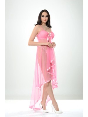 Zenvia Pembe Petli Tül Şifon Gecelik - 230 ZNV-SSTN34
