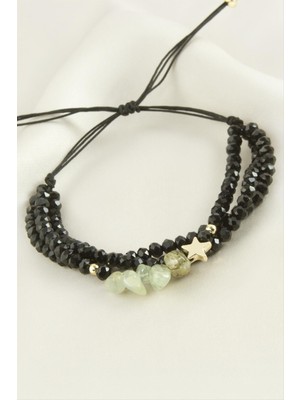 Zenvia 3'lü Kırık Doğaltaş Kristal Zincirli Bileklik ZNVBJTR-23577