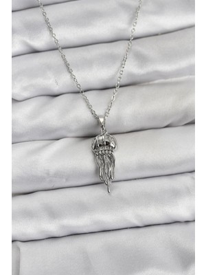 Zenvia 316L Çelik Zincir Gümüş Renk Deniz Anası Model Zirkon Taşlı Kadın Kolye ZNV-EBJT4377