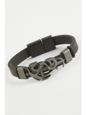 Zenvia Ejderha Kaliteli Mıknatıslı Suni Deri Bileklik ZNVBJTR-23577