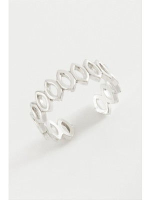 Zenvia Oval Zincir Desenli Metal Yüzük ZNVBJTR-23577