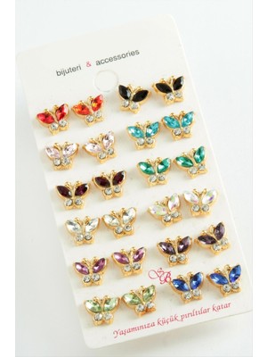 Zenvia Kelebek Taşlı Minik Küpe ZNVBJTR-23577