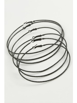 Zenvia Zikzak Desenli Metal Halka Küpe 6 Adet ZNVBJTR-23577