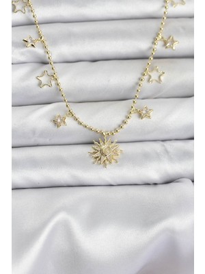 Zenvia Pirinç Gold Renk Güneş Model Kadın Kolye ZNV-EBJT4377
