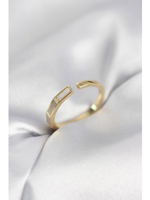 Zenvia Gold Renk Sedefli Çubuk Model Kadın Yüzük ZNV-EBJT4377