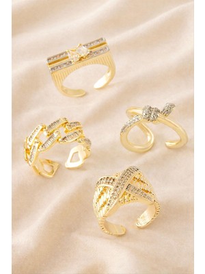 Zenvia Karışık Lüks Zirkon Taşlı Çelik Yüzük 1 Adet ZNVBJTR-23577