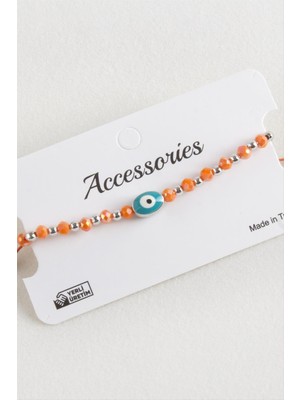 Zenvia Oval Nazar Kristal Makrome Ip Bileklik 1 cm ZNVBJTR-23577