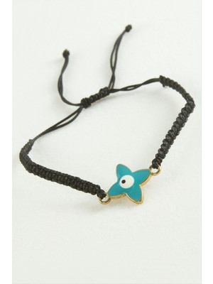 Zenvia Çiçek Nazar Makrome Ip Bileklik ZNVBJTR-23577