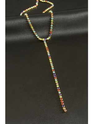 Zenvia Şerit Taşlı Çelik Y Kolye 4 mm ZNVBJTR-23577