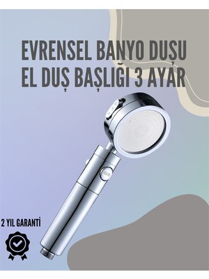 Zenvia Paslanmaz Çelik Çok Fonksiyonlu El Duş Başlığı – 3 Modlu Püskürtme Seçeneği ZNV-HBY3245