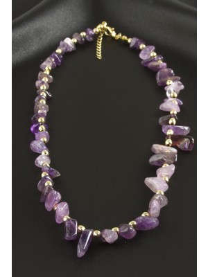 Zenvia Amatist Kırık Doğaltaş Kolye ZNVBJTR-23577