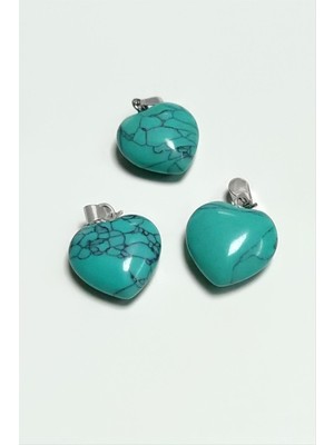 Zenvia Turkuaz Kalpli Doğaltaş Kolye Ucu Küçük 1,5 cm ZNVBJTR-23577