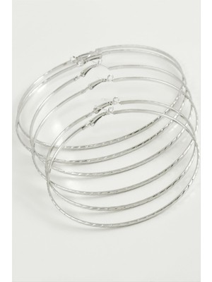 Zenvia Zincir Desenli Metal Halka Küpe 6 Adet ZNVBJTR-23577