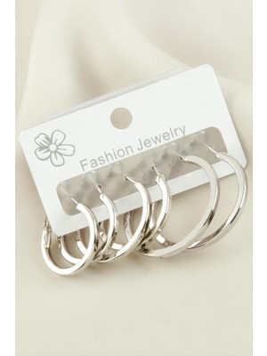 Zenvia 6 Adet Ezme Halka Küpe 2-2,5-3 cm ZNVBJTR-23577