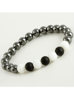 Zenvia Hematit& Mat Onix Doğaltaş Bileklik ZNVBJTR-23577