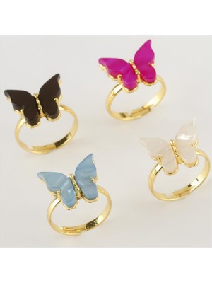 Zenvia Kelebek Figürlü Polyester Yüzük 1 Adet ZNVBJTR-23577