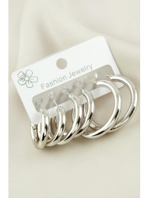 Zenvia 6 Adet Kalın Boru Halka Küpe 2-2,5-3 cm ZNVBJTR-23577