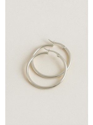 Zenvia Halka Lüks Çelik Küpe 3 cm ZNVBJTR-23577