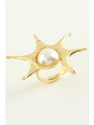 Zenvia Güneş Inci Metal Yüzük ZNVBJTR-23577