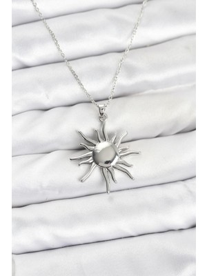 Zenvia 316L Çelik Zincir Gümüş Renk Güneş Model Kadın Kolye ZNV-EBJT4377