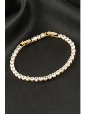 Zenvia Yuvarlak Zirkon Taşlı Lüks Kararmaz Bileklik 4 mm ZNVBJTR-23577