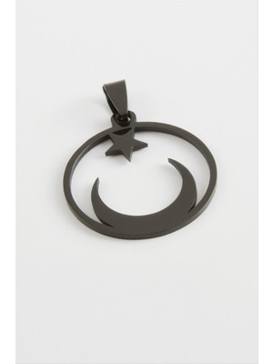 Zenvia Ay Yıldız Çelik Kolye Ucu 3 cm ZNVBJTR-23577