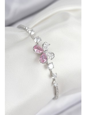 Zenvia Pirinç Zirkon Taşlı Kelebek Model Gümüş Renk Kadın Bileklik ZNV-EBJT4377