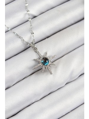 Zenvia 316L Çelik Zirkon Taşlı Kutup Yıldızı Model Gümüş Renk Kadın Kolye ZNV-EBJT4377