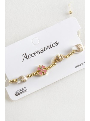 Zenvia Yonca Deniz Kabuğu Inci Makrome Ip Bileklik ZNVBJTR-23577